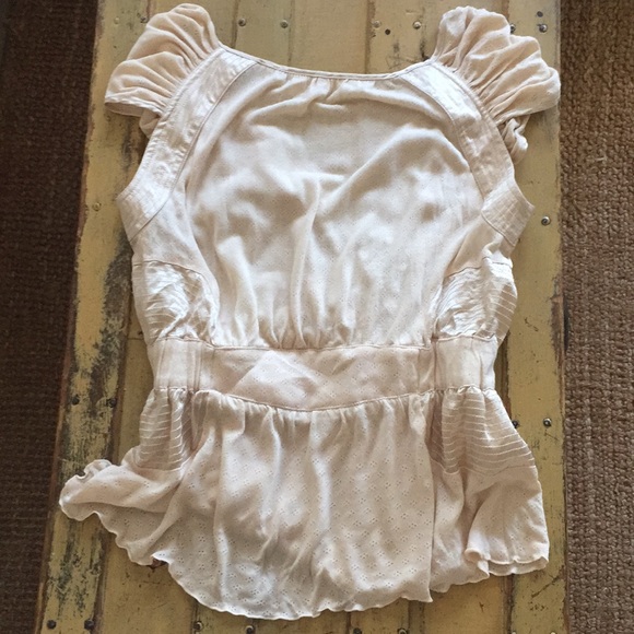 ANTHROPOLOGIE ODILLE STRETCH BLUSH CREAM WRAP TOP BOHO TOP FEMININE BLOUSE S - Picture 5 of 16